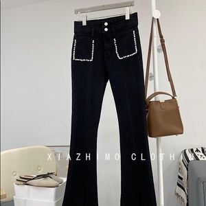 women jeans with pearl